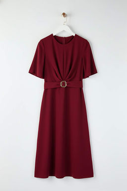 Ozel Koleksiyon Kahverengi Duz Aksesuar Detayl? Midi Dokuma Elbise TWOAW26EL00067 - Trendyolmilla фото 11