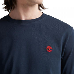 Мужская футболка с длинным рукавом Timberland Longsleeve Dun-River Crew Slim синяя  фото 3