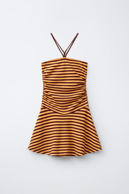 VESTIDO RAYAS HALTER / Amarillo fuerte - Zara фото 3