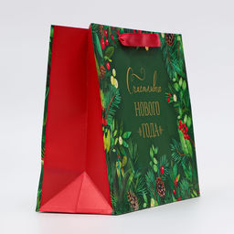 Пакет подарочный "Счастливого новго года", 32 х 26 х 12 см.
