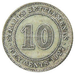 10 центов 1927 года Стрейтс Сетлментс