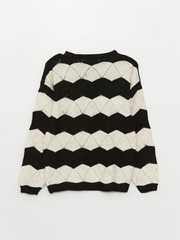 Bisiklet Yaka ?izgili Uzun Kollu K?z ?ocuk Triko Kazak - Waikiki фото 2