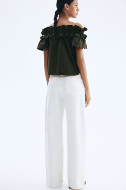 Blusa off-the-shoulder con escote de volante - H&m фото 5