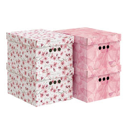 Короба картонные, набор 4 шт., 2 цвета, HERBARIUM SAKURA, 25*33*18.5 см.