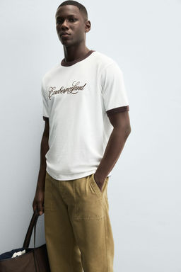 CONTRAST SLOGAN RIB T-SHIRT - Zara фото 6