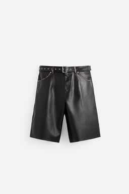 LEATHER-EFFECT BERMUDA SHORTS WITH BELT - Zara фото 8