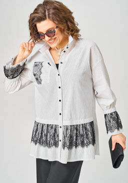 Блуза EVA GRANT 5002 белый в полоску