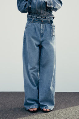 TRF HIGH-WAIST PAPERBAG BELTED JEANS - Zara фото 9