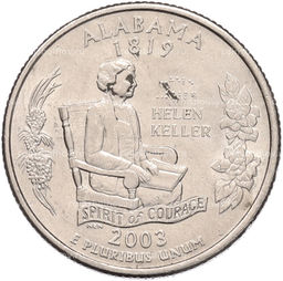 Монета 1/4 доллара (25 центов) 2003 года P США Штаты и территории  Алабама