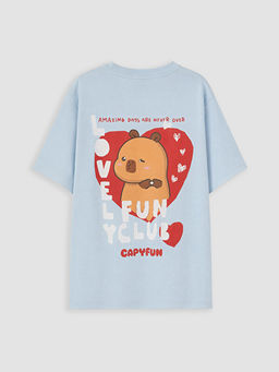 Bisiklet Yaka Capyfun Bask?l? K?z ?ocuk Ti??rt