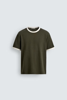 CAMISETA RIB CONTRASTE B?SICA / Verde - Zara фото 6
