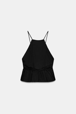TOP HALTER PEPLUM / Negro