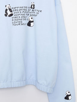 Kap??onlu Bask?l? Uzun Kollu K?z ?ocuk Sweatshirt ve Tayt - Waikiki фото 3