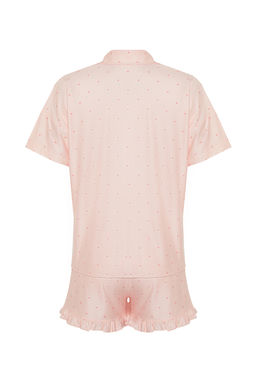 Trendyolmilla Somon Puantiyeli F?rf?r Detayl? Sortlu Orme Pijama Tak?m? THMSS24PT00284  фото 7
