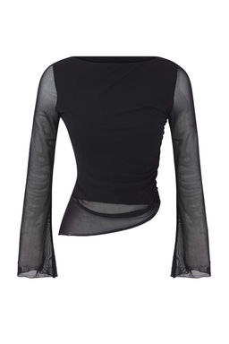 Teen Duz Kay?k Yaka Asimetrik Detayl? Vucuda Oturan Esnek Orme Tul Bluz TWOAW26BZ00128