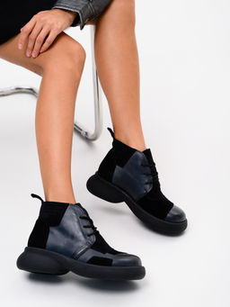 Ботинки 305.927bl.Вакса черная+черная замша/байка