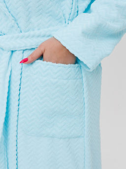 Женский махровый халат с шалькой Елочка морская волна МЗ-02 Елочка (58)