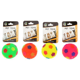 Пэт тойс (Pet toys) Игрушка для собаки Мяч-футбольный д6см h6см, ПВХ, с пищалкой, светящаяся, на картоне, цветная, цвета в ассортименте: зеленый, желтый, коралловый, фуксия (Китай)  фото 6
