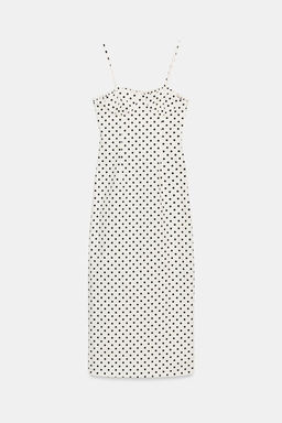 VESTIDO MIDI CORSETERO LUNARES / Blanco / Negro - Zara фото 14