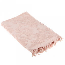 Полотенце махровое "Вензель" 90х180см, хлопок 100%, с бахромой, пудровый (Китай)