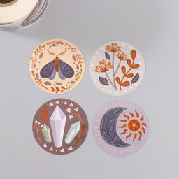 Наклейка бумага Бохо, d=3.8 см, 252 шт. в рулоне