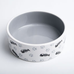 Миска керамическая Рыбные косточки и лапки 300 мл 12,5 x 4,5 cм, серая - Пижон фото 2