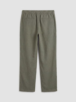 Regular Fit Keten G?r?n?ml? Erkek Pantolon