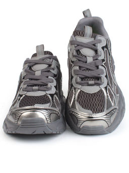 05-P247-1 BLACK/SILVER Кроссовки женские (искусственные материалы, сетка)