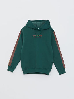 Kap??onlu Bask?l? Uzun Kollu Erkek ?ocuk Sweatshirt