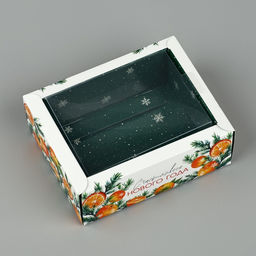 Цена за 5 шт. Коробка складная с пластиковой крышкой «Счастливого Нового года», 11.5×9×4 см