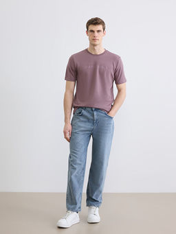 Bisiklet Yaka Bask?l? Erkek Ti??rt