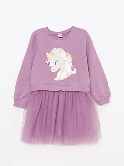 Bisiklet Yaka ?ift Y?nl? Payetli Uzun Kollu K?z ?ocuk Elbise - Waikiki фото 3