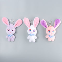 Мягкая игрушка Зайцы Ушастики на брелоке, 12 см, цвет МИКС