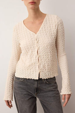 Indigo Regular/Normal Kal?p Dokulu Uzun Kollu Esnek Orme Bluz TWOAW26BZ00334 - Trendyolmilla фото 7