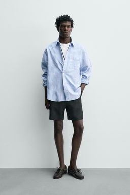 BERMUDA REGULAR FIT 100% LINO / Negro