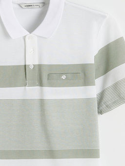 Polo Yaka ?izgili Merserize G?r?n?ml? Erkek Ti??rt