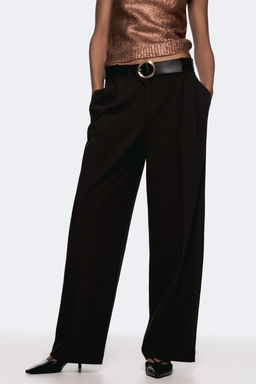 WIDE-LEG DARTED TROUSERS WITH BELT - Zara фото 3