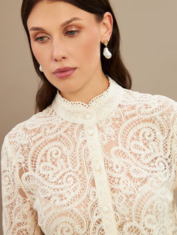 Блузка из кружевной ткани OD-977-1 молочный