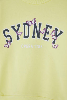 Sar? Pamuklu Slogan Bask?l? Oversize Orme K?z Cocuk Sweatshirt TKDAW26SW00027 - Trendyolmilla фото 3