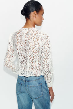 CHAQUETA CRUZADA ENCAJE / Blanco - Zara фото 10