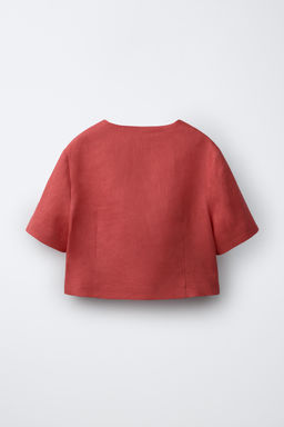 BLAZER BOT?N JOYA 100% LINO / Coral rojo - Zara фото 2