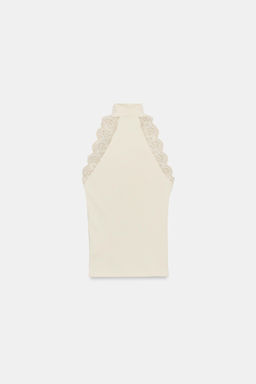 RIBBED LACE T-SHIRT - Zara фото 7