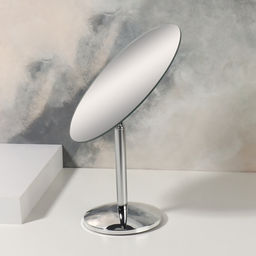 Зеркало настольное, овальное, на ножке, 14.5×29 см, (14.5×19.5 см), цвет серебряный