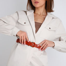 Ремень женский, ширина 3 см, винт, пряжка со вставкой, цвет рыжий - Simaland фото 3