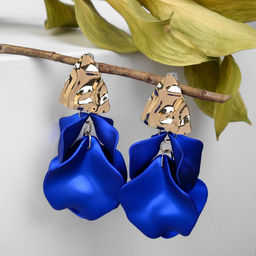 Серьги ассорти Ветер мятые треугольники, цвет сине-золотой