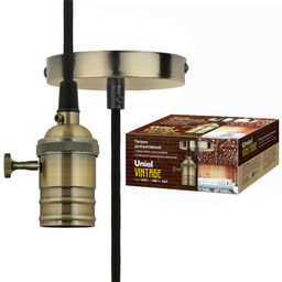 DLC-V-S24K/E27 TS/1M/BL BRONZE Патрон декоративный, серия Vintage, с проводом (1м) и креплением. Выключатель поворотный. Материал алюминий. Цвет бронза. ТМ Uniel. - Volpe фото 7