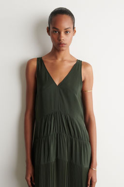VESTIDO LARGO PLISADO FRUNCIDO CUELLO PICO - H&m фото 4