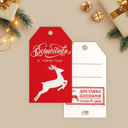 Цена за 20 шт. Открытка-шильдик на подарок С Новым годом!, МИКС