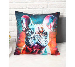 Декоративная атласная наволочка "Бульдог" 45х45см интерьерная