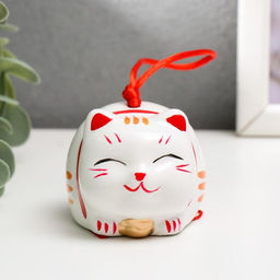 Сувенир керамика колокольчик Манэки-нэко лежит 5,7х5,5х5 см - Simaland фото 4